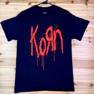 Korn T-Shirt Mens Medium Black Red Logo Still A Freak Short Sleeve Tee Shirt